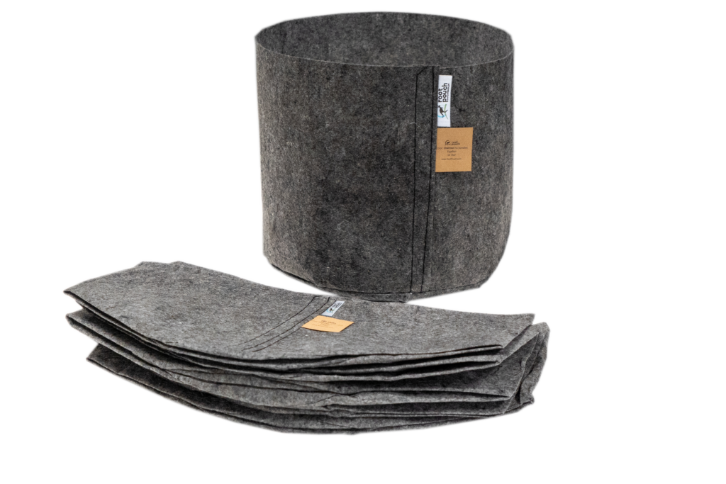 Root Pouch 1 Round Fabric Pot Charcoal (QTY 25) 6″ Diameter x 7.5″H